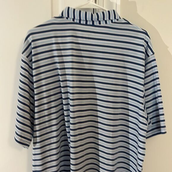 Peter Millar Seaside Wash Blue White Stripe Forsyth 1913 Golf Club Polo Shirt XL - Picture 6 of 7
